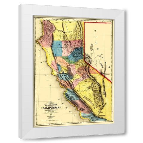 California Gold Region - Sherman 1851 White Modern Wood Framed Art Print by Sherman
