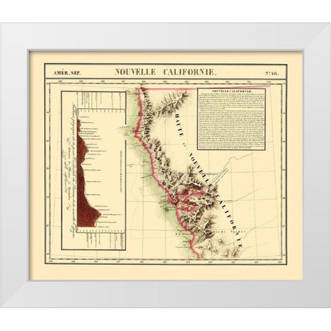 New California - Vandermaelen 1810 White Modern Wood Framed Art Print by Vandermaelen