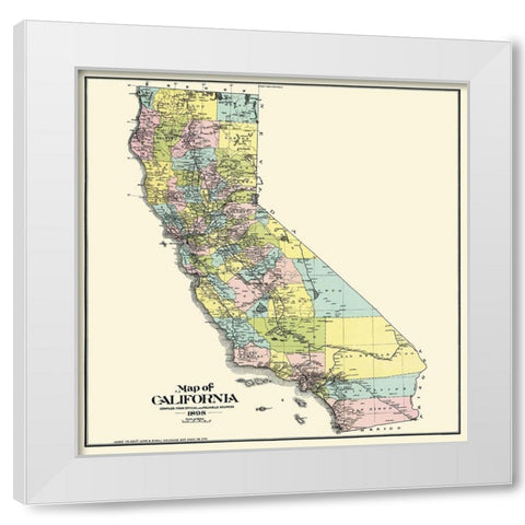 California - Thompson 1898 White Modern Wood Framed Art Print by Thompson