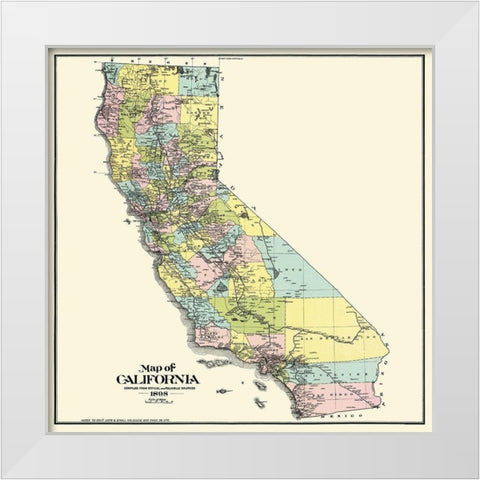California - Thompson 1898 White Modern Wood Framed Art Print by Thompson
