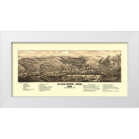 Black Hawk Colorado - Stoner 1882 White Modern Wood Framed Art Print by Stoner