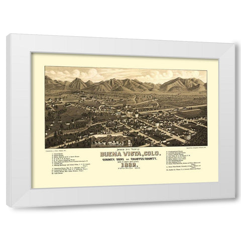 Buena Vista Colorado - Stoner 1882 White Modern Wood Framed Art Print by Stoner