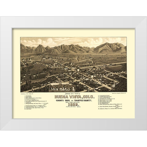 Buena Vista Colorado - Stoner 1882 White Modern Wood Framed Art Print by Stoner