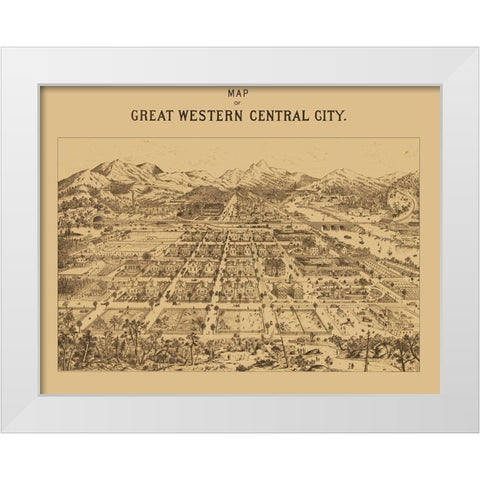 Great Western Central City Colorado - Kohfahl 1887 White Modern Wood Framed Art Print by Kohfahl