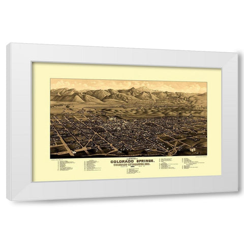 Colorado Springs Colorado - Stoner 1882 White Modern Wood Framed Art Print by Stoner