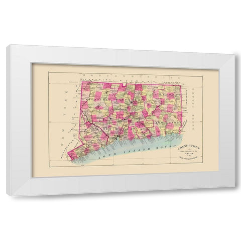 Connecticut - Hurd 1893 White Modern Wood Framed Art Print by Hurd