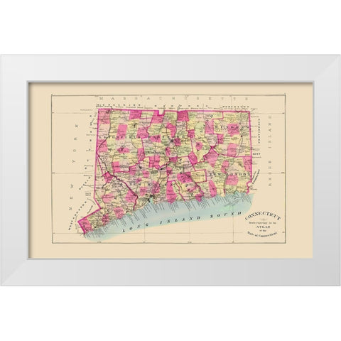 Connecticut - Hurd 1893 White Modern Wood Framed Art Print by Hurd