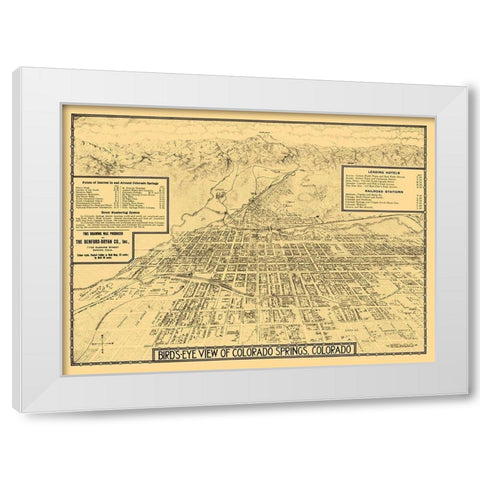 Colorado Springs Colorado - Stoner 1882 White Modern Wood Framed Art Print by Stoner