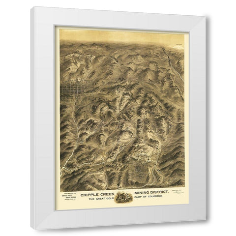 Cripple Creek Colorado - Amerine 1895 White Modern Wood Framed Art Print by Amerine
