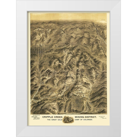 Cripple Creek Colorado - Amerine 1895 White Modern Wood Framed Art Print by Amerine