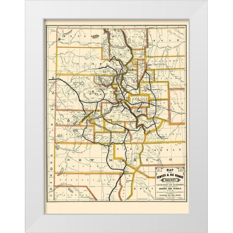Denver and Rio Grande Railway - Rand McNally 1872 White Modern Wood Framed Art Print by Rand McNally