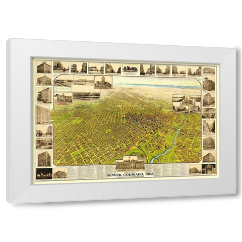 Denver Colorado - 1908 White Modern Wood Framed Art Print by Unknown