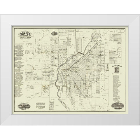 Denver Colorado Landowner - Thayer 1879 White Modern Wood Framed Art Print by Thayer