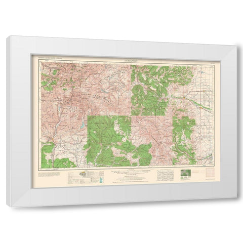 Durango Colorado Quad - USGS 1953 White Modern Wood Framed Art Print by USGS