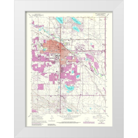 Ft Collins Colorado Quad - USGS 1984 White Modern Wood Framed Art Print by USGS