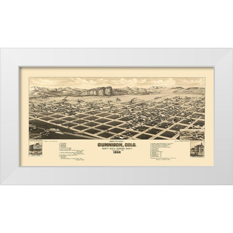 Gunnison Colorado - Stoner 1882 White Modern Wood Framed Art Print by Stoner