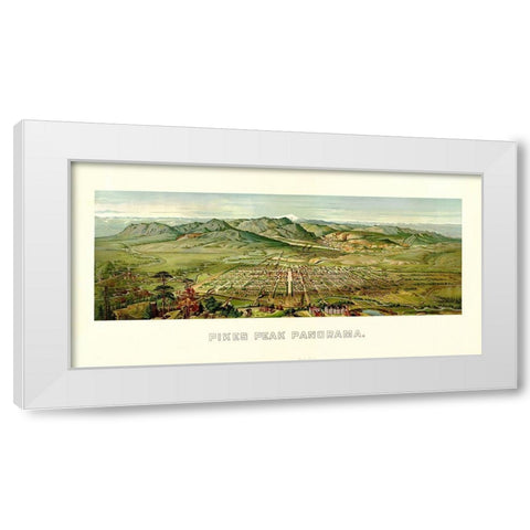 Pikes Peak From Colorado Springs Colorado - 1890 White Modern Wood Framed Art Print by Unknown