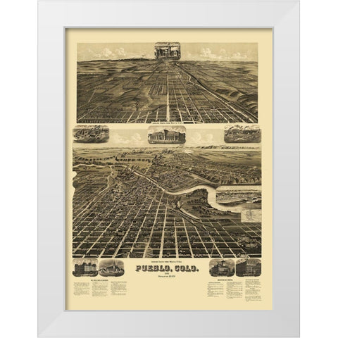 Pueblo Colorado - American Pub Co 1890 White Modern Wood Framed Art Print by American Pub Co
