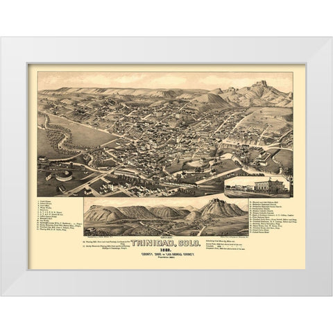 Trinidad Colorado - Stoner 1882 White Modern Wood Framed Art Print by Stoner