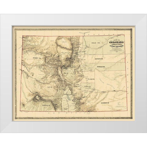 Colorado Territory, Gold Region - Monk  1862 White Modern Wood Framed Art Print by Monk