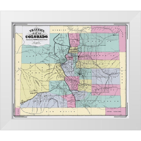 Colorado Territory - Richards 1873 White Modern Wood Framed Art Print by Richards