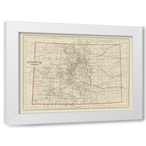 Colorado - Adams 1887 White Modern Wood Framed Art Print by Adams