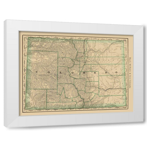 Colorado - Rand McNally 1879 White Modern Wood Framed Art Print by Rand McNally