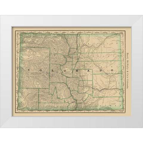 Colorado - Rand McNally 1879 White Modern Wood Framed Art Print by Rand McNally