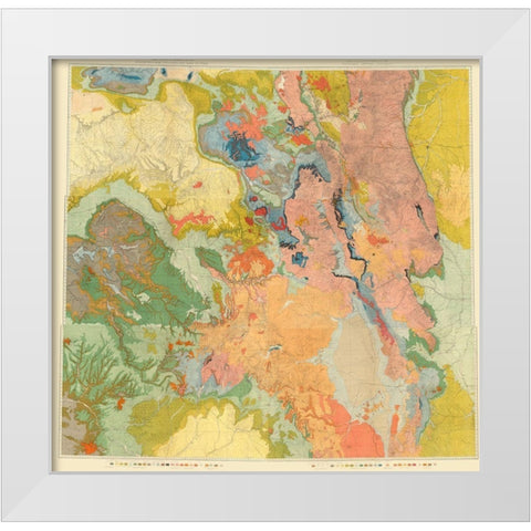 North Western Colorado Utah Economic Sheet White Modern Wood Framed Art Print by USGS