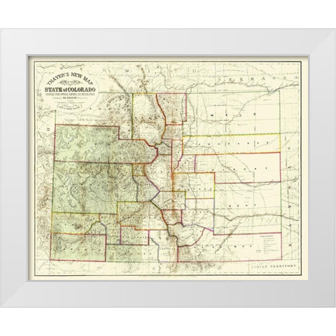 Colorado - Thayer 1880 White Modern Wood Framed Art Print by Thayer