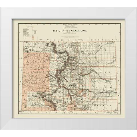 Colorado - Williamson 1879 White Modern Wood Framed Art Print by Williamson
