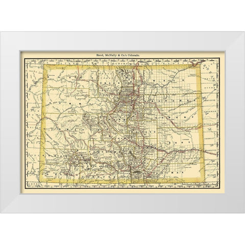 Colorado - Rand McNally 1879 White Modern Wood Framed Art Print by Rand McNally