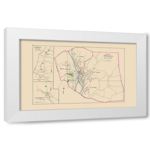 Ansonia Connecticut - Hurd 1893 White Modern Wood Framed Art Print by Hurd