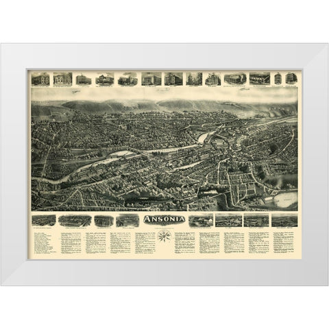 Ansonia Connecticut - Bailey 1921  White Modern Wood Framed Art Print by Bailey