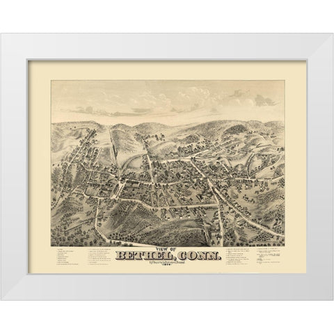Bethel Connecticut - Bailey 1879  White Modern Wood Framed Art Print by Bailey