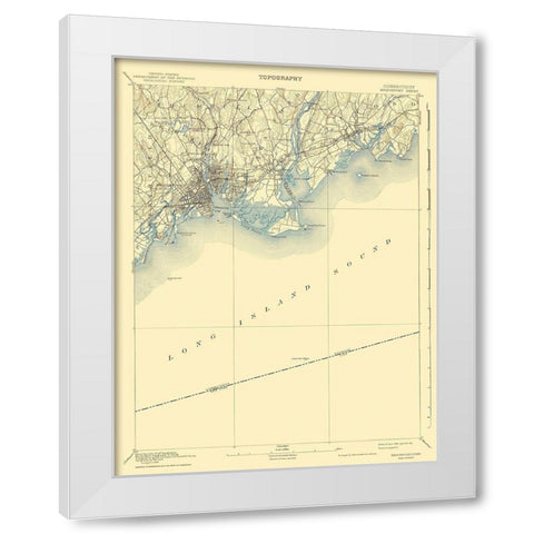 Bridgeport Connecticut Quad - USGS 1893 White Modern Wood Framed Art Print by USGS