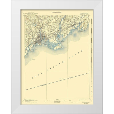 Bridgeport Connecticut Quad - USGS 1893 White Modern Wood Framed Art Print by USGS