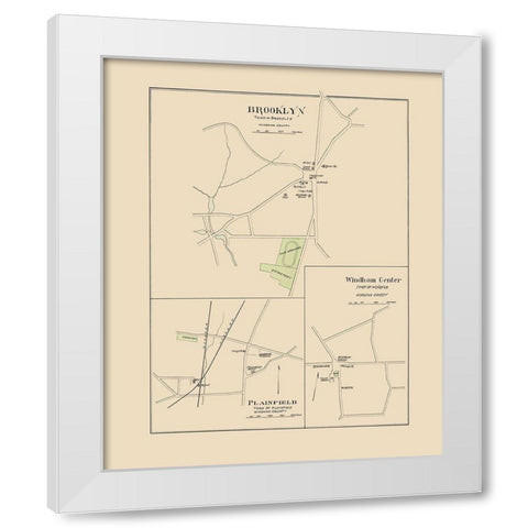 Brooklyn Connecticut - Hurd 1893 White Modern Wood Framed Art Print by Hurd
