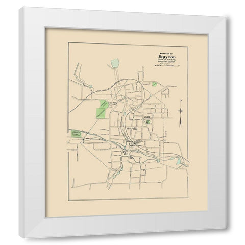 Bristol Connecticut - Hurd 1893 White Modern Wood Framed Art Print by Hurd