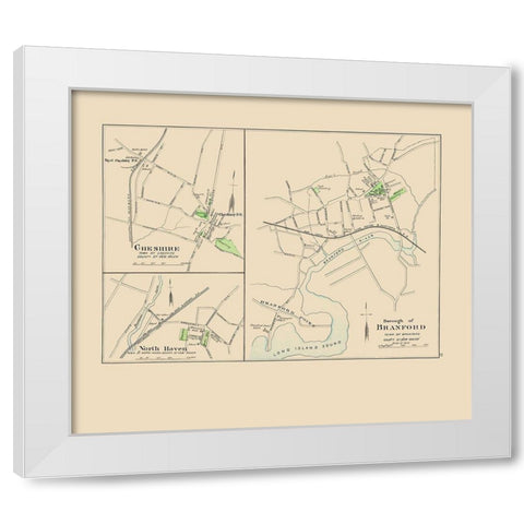 Branford Connecticut - Hurd 1893 White Modern Wood Framed Art Print by Hurd