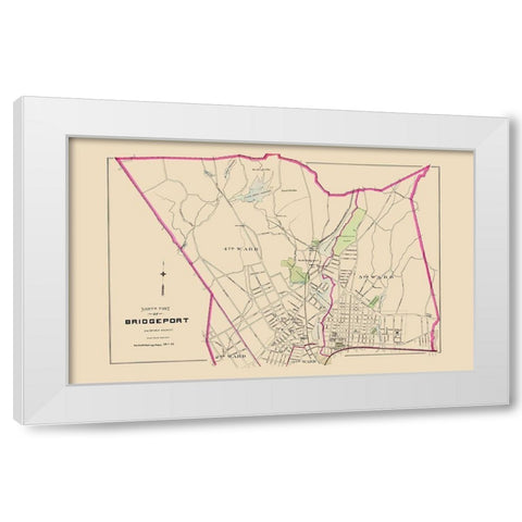Bridgeport Connecticut North Part - Hurd 1893 White Modern Wood Framed Art Print by Hurd