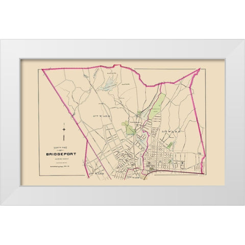 Bridgeport Connecticut North Part - Hurd 1893 White Modern Wood Framed Art Print by Hurd