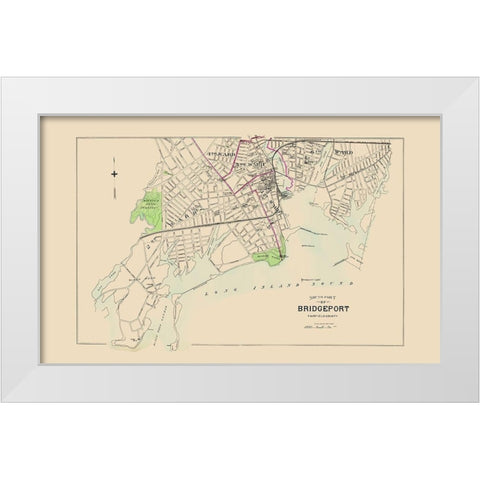 Bridgeport Connecticut Sothth Part - Hurd 1893 White Modern Wood Framed Art Print by Hurd