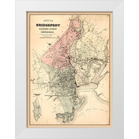Bridgeport Connecticut -1877 White Modern Wood Framed Art Print by Unknown