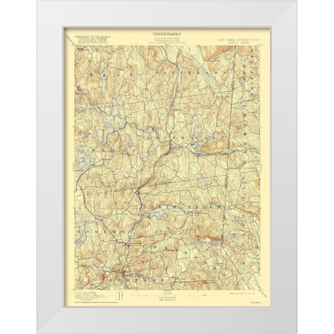 Carmel Connecticut Quad - USGS 1894 White Modern Wood Framed Art Print by USGS