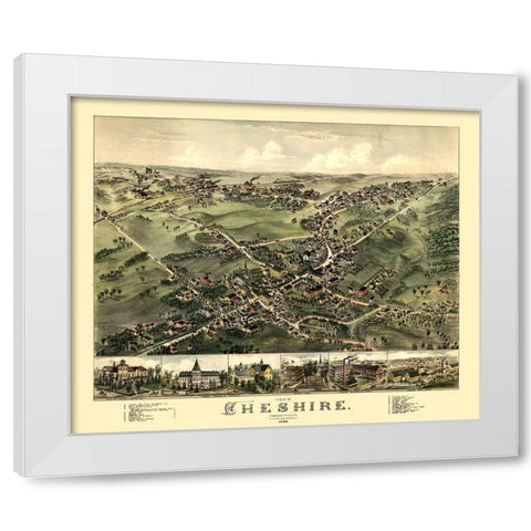 Cheshire Connecticut - Bailey 1882  White Modern Wood Framed Art Print by Bailey
