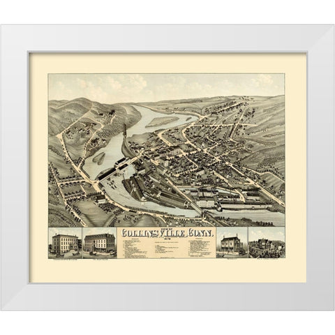 Collinsville Connecticut - Bailey 1878  White Modern Wood Framed Art Print by Bailey
