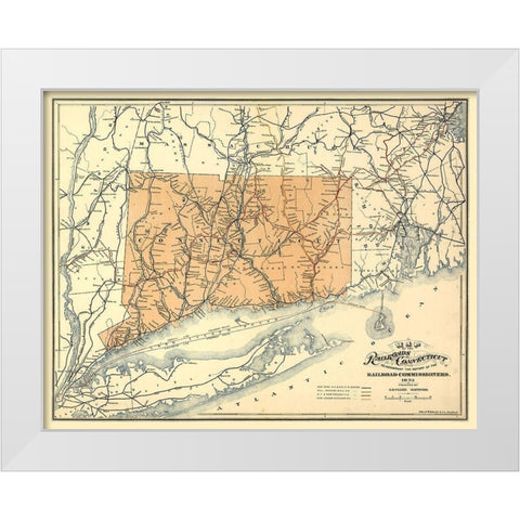 Connecticut - Tilden 1893  White Modern Wood Framed Art Print by Tilden