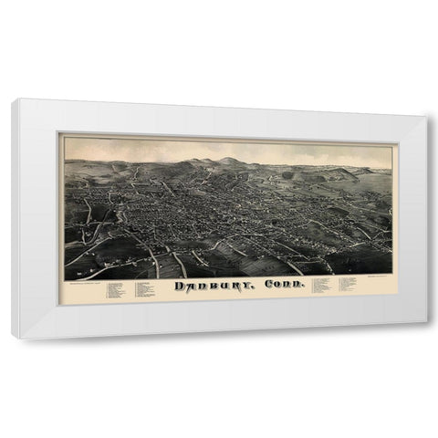 Danbury Connecticut - Burleigh 1884 White Modern Wood Framed Art Print by Burleigh