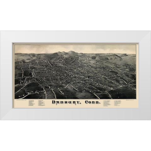Danbury Connecticut - Burleigh 1884 White Modern Wood Framed Art Print by Burleigh
